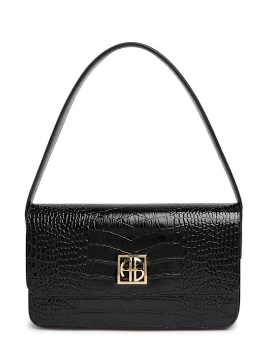 Elly croc embossed leather shoulder bag - Thumbnail 1
