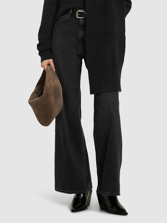 ANINE BING: 85mm Bekah croc embossed leather boots - women_1 | Luisa Via Roma