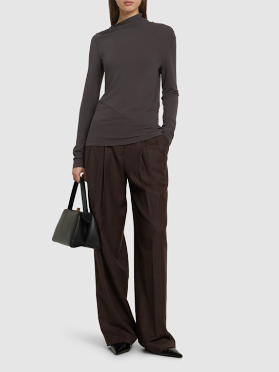 Toteme: Top in jersey drappeggiato - Grigio Scuro - women_1 | Luisa Via Roma