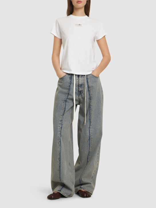 MM6 Maison Margiela: Logo patch cotton jersey t-shirt - women_1 | Luisa Via Roma