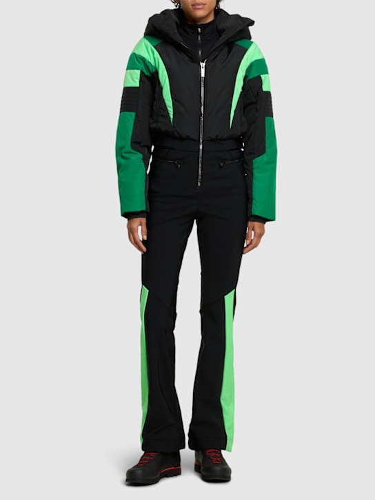 Fusalp: Julienne tech puffer ski suit - Noir/Firefly/Am - women_1 | Luisa Via Roma