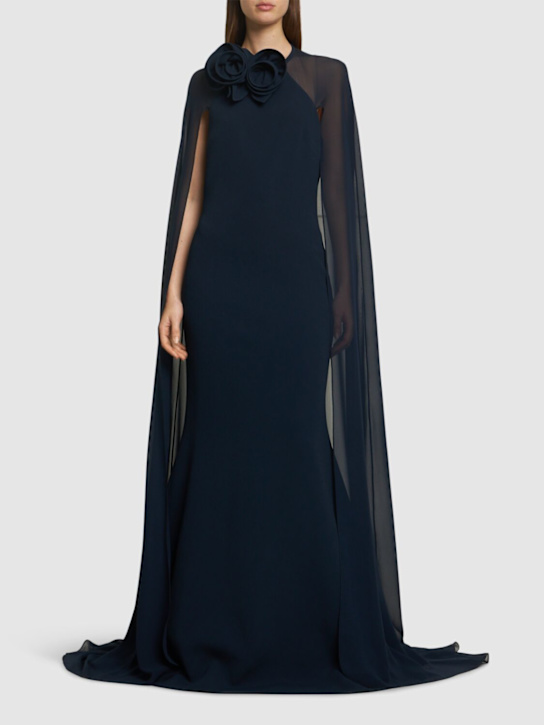Elie Saab: Vestito lungo in misto seta - Blu - women_1 | Luisa Via Roma