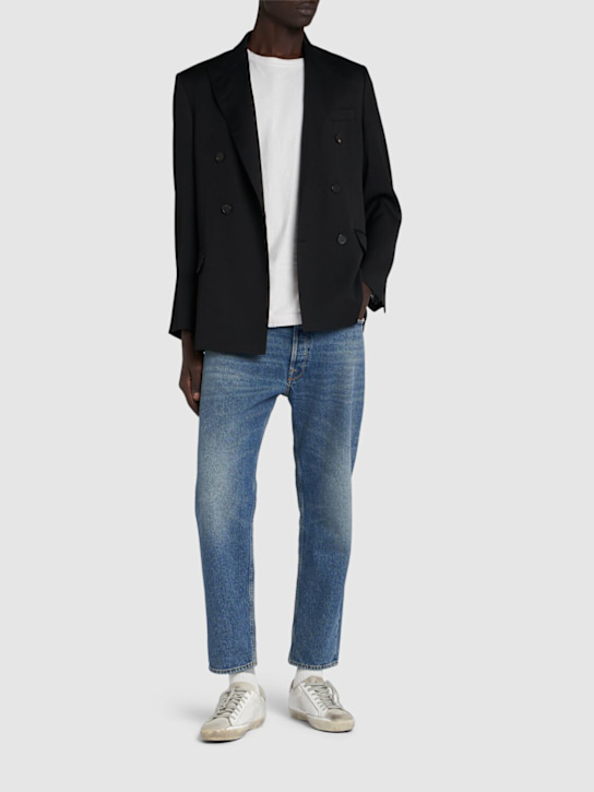 Golden Goose: Golden Happy cotton stonewashed jeans - Blue - men_1 | Luisa Via Roma