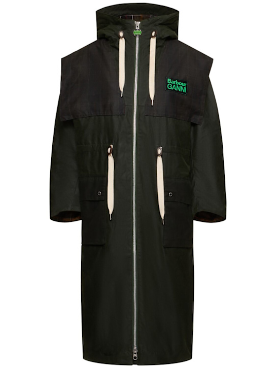 BARBOUR: Parka cerato Barbour x Ganni con cappuccio - women_0 | Luisa Via Roma
