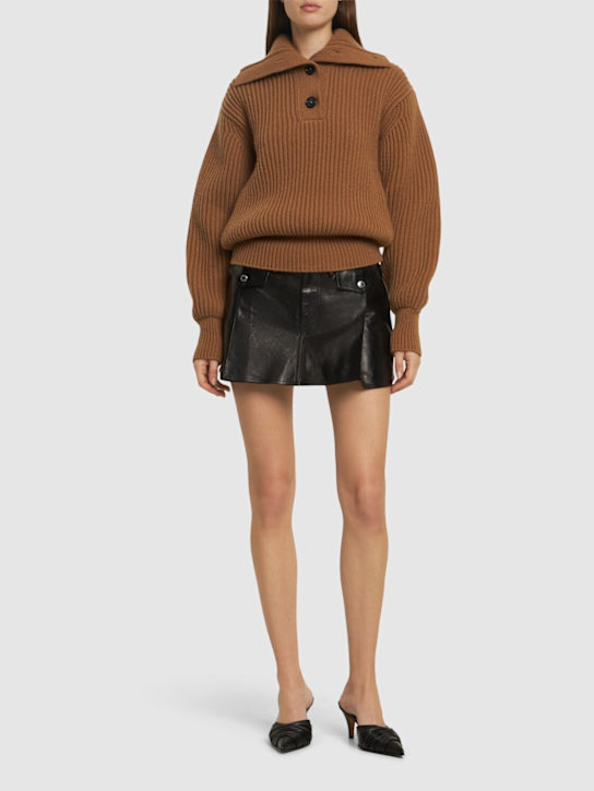 McQueen: Leather mini skirt - Black - women_1 | Luisa Via Roma