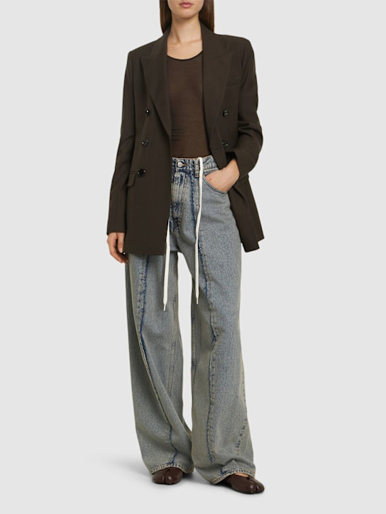 MM6 Maison Margiela: Contrast seam straight denim jeans - women_1 | Luisa Via Roma