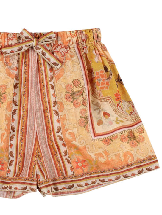 Zimmermann: Printed cotton shorts - Mustard/Multi - kids-girls_1 | Luisa Via Roma