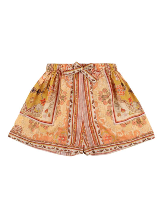 Zimmermann: Printed cotton shorts - Mustard/Multi - kids-girls_0 | Luisa Via Roma