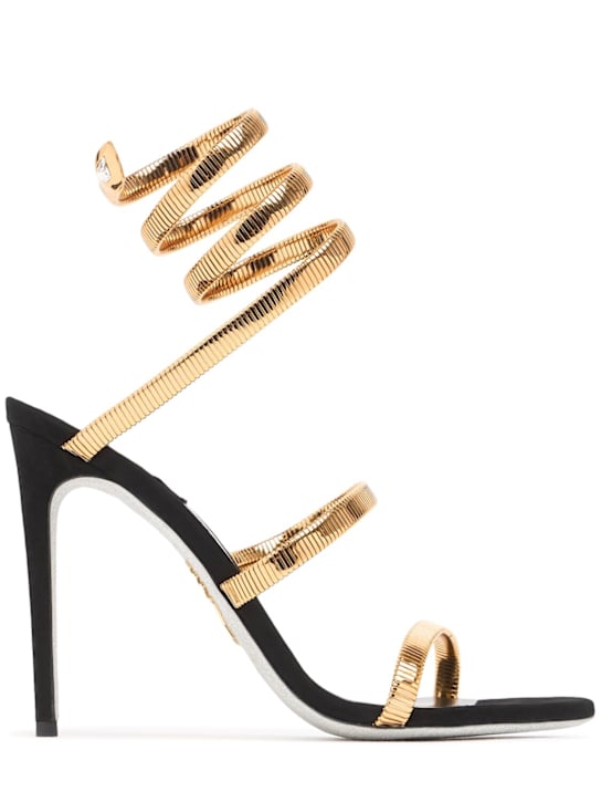 René Caovilla: 105mm Juniper metal sandals - Black/Gold - women_0 | Luisa Via Roma