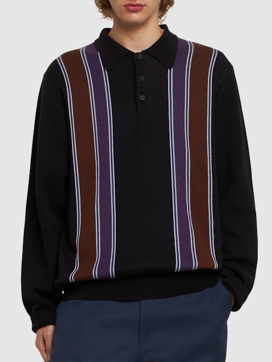 Carhartt WIP: Arlo cotton blend polo - Black/Stripe - men_2 | Luisa Via Roma