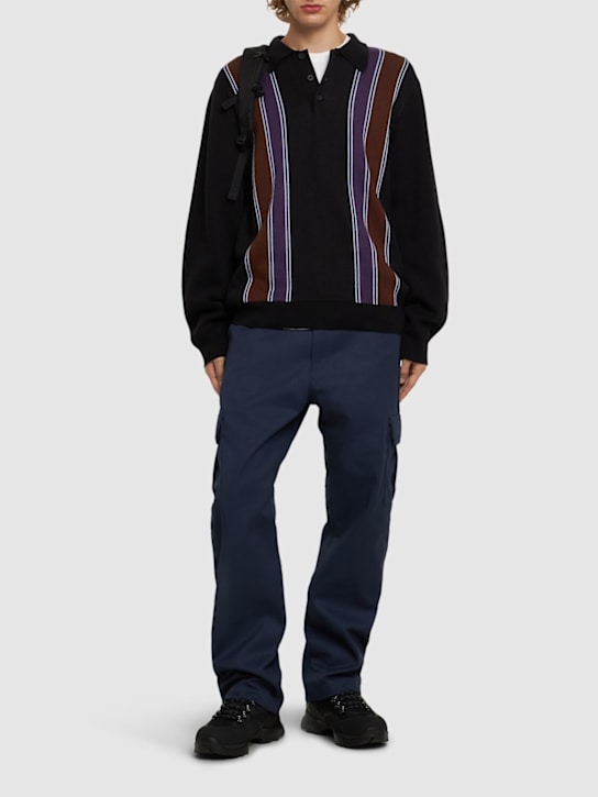 Carhartt WIP: Arlo cotton blend polo - Black/Stripe - men_1 | Luisa Via Roma