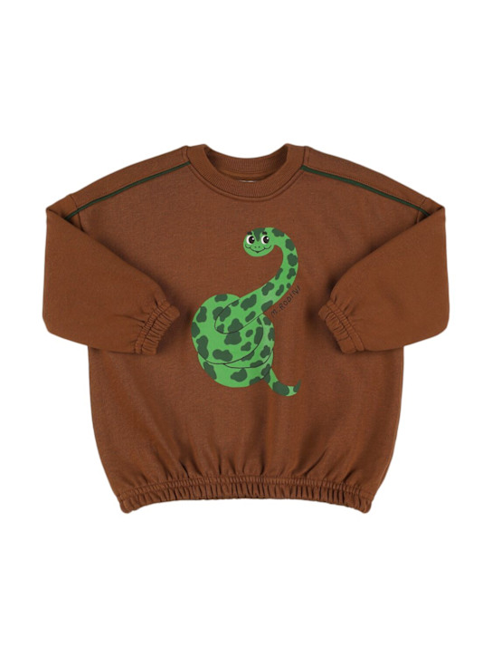 Mini Rodini: Felpa in cotone organico con stampa - Marrone - kids-girls_0 | Luisa Via Roma