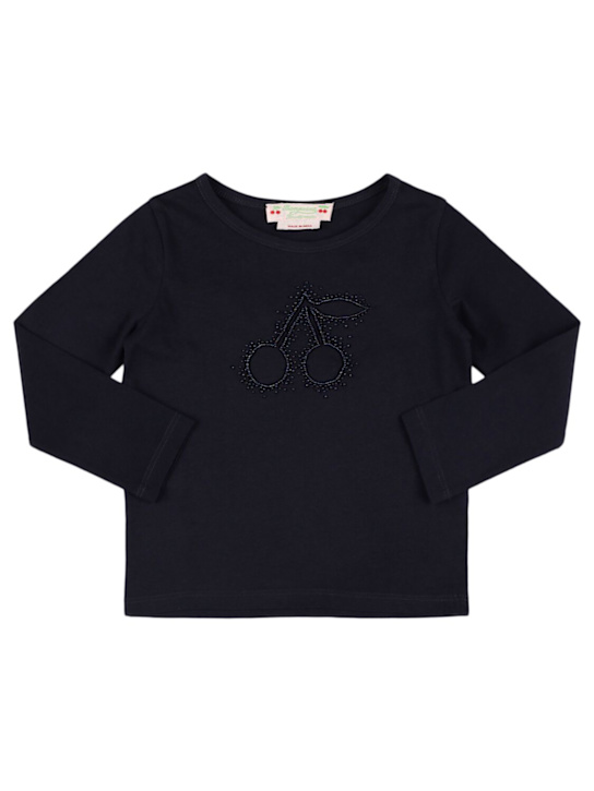Bonpoint: コットンジャージー長袖Tシャツ - kids-girls_0 | Luisa Via Roma