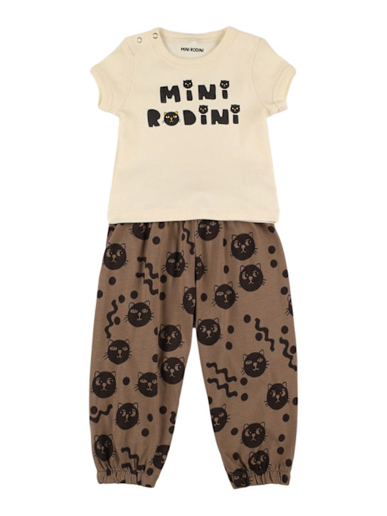 Mini Rodini: Printed  organic cotton t-shirt & pants - White/Multi - kids-boys_0 | Luisa Via Roma