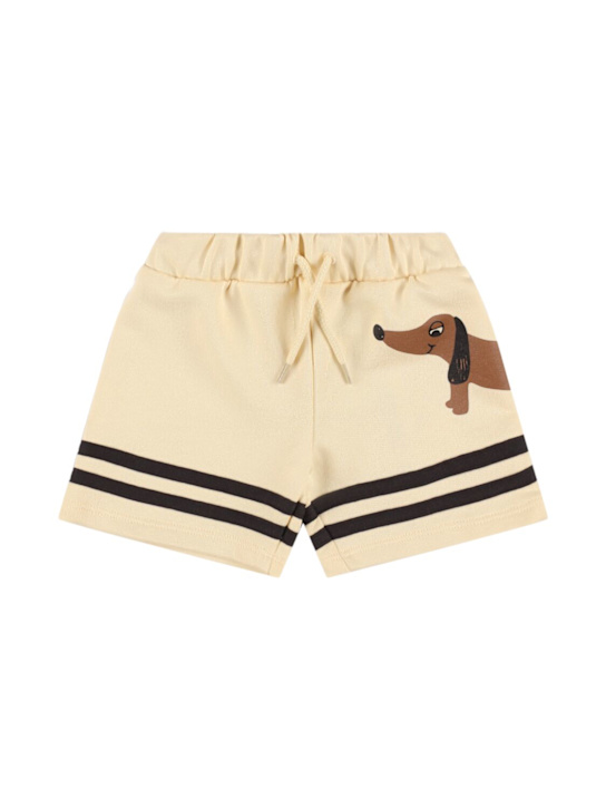 Mini Rodini: Dog print organic cotton sweat shorts - Beige - kids-boys_0 | Luisa Via Roma