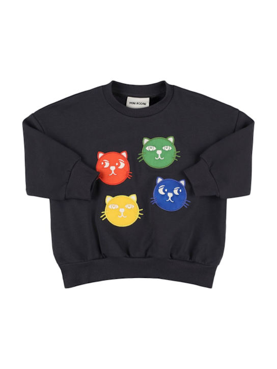 Mini Rodini: Organic cotton crewneck sweatshirt - Black - kids-boys_0 | Luisa Via Roma