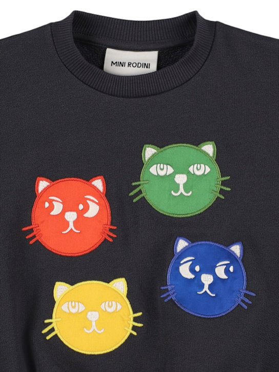 Mini Rodini: Organic cotton crewneck sweatshirt - Black - kids-boys_1 | Luisa Via Roma