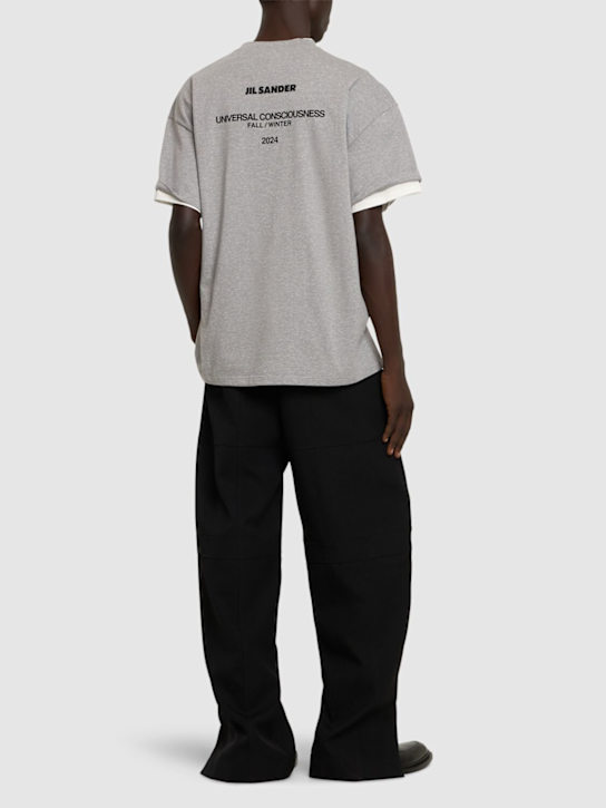 Jil Sander: Oversize double cotton logo t-shirt - men_1 | Luisa Via Roma