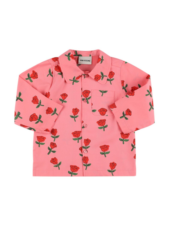 Mini Rodini: Camicia in cotone organico stampato - Rosa - kids-girls_0 | Luisa Via Roma