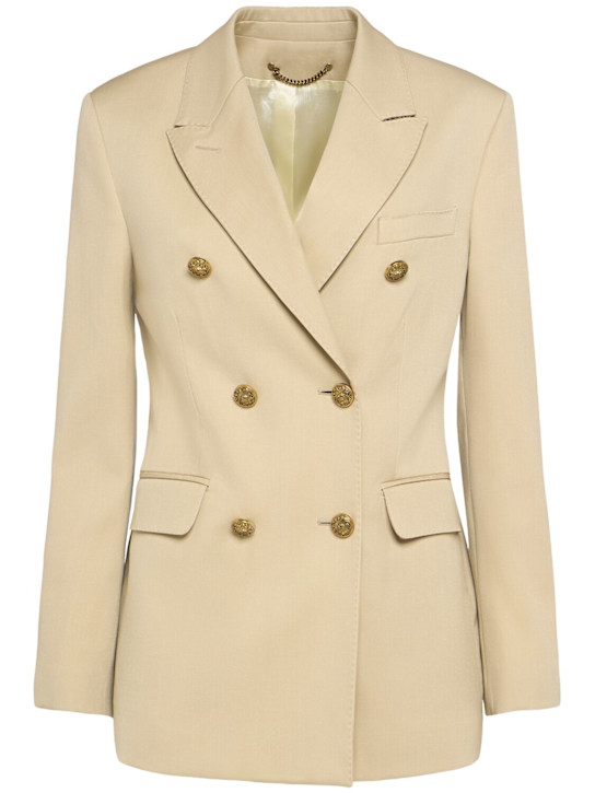 Golden Goose: Golden wool double breasted blazer - Sand - women_0 | Luisa Via Roma