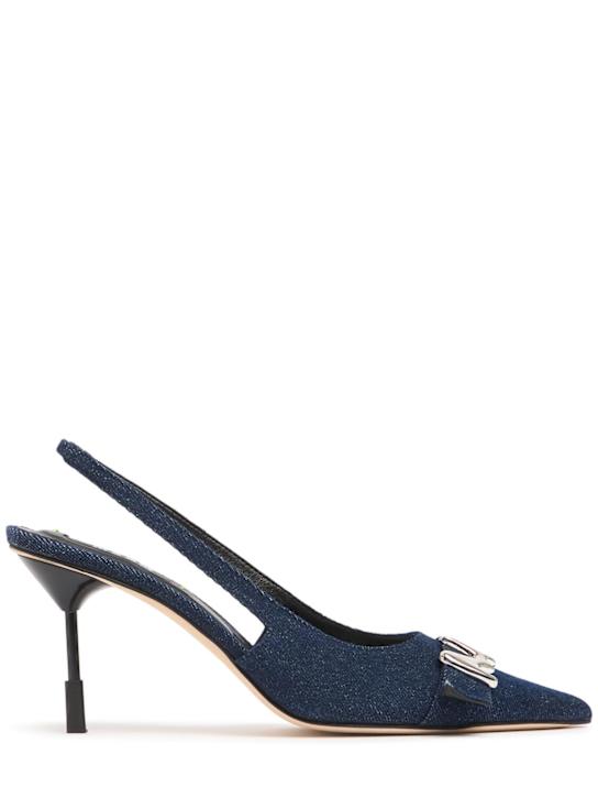 MSGM: 75mm Denim slingback heels - Blue - women_0 | Luisa Via Roma