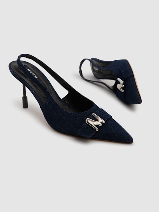 MSGM: 75mm Denim slingback heels - Blue - women_2 | Luisa Via Roma
