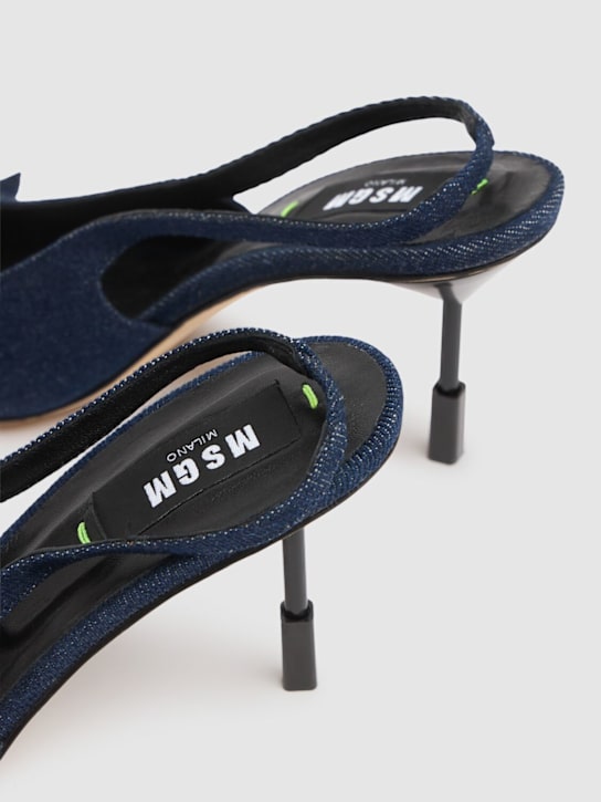 MSGM: 75mm Denim slingback heels - Blue - women_4 | Luisa Via Roma