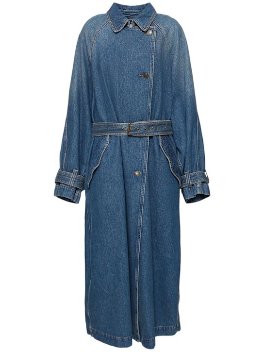 Isabel Marant: Abrigo trench de denim de algodón - women_0 | Luisa Via Roma