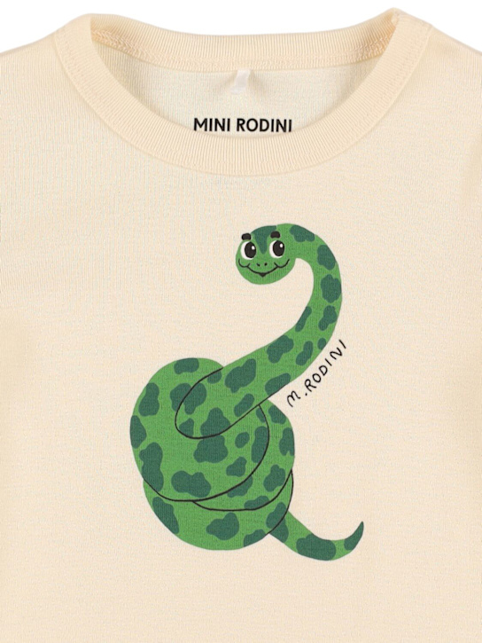 Mini Rodini: Snake print organic cotton t-shirt - White - kids-boys_1 | Luisa Via Roma