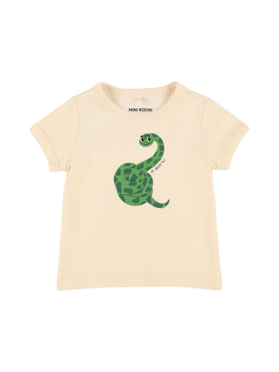 Mini Rodini: Snake print organic cotton t-shirt - White - kids-boys_0 | Luisa Via Roma