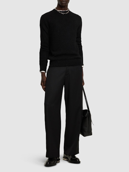 Jil Sander: Alpaca blend crewneck knit sweater - men_1 | Luisa Via Roma