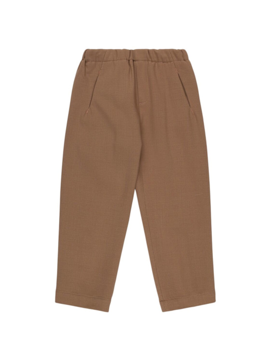 Nine In The Morning: J-Mirki wool blend chino pants - ブラウン - kids-girls_0 | Luisa Via Roma