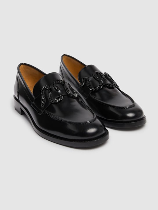 René Caovilla: 10mm Morgana leather loafers - Black - women_2 | Luisa Via Roma