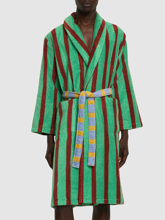 Dusen Dusen: Nicolas Stripe cotton bathrobe - men_2 | Luisa Via Roma