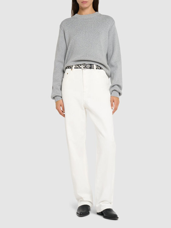 Golden Goose: Golden cotton knit crewneck sweater - Grey - women_1 | Luisa Via Roma