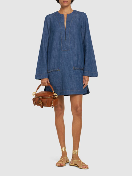 Zimmermann: Wylie cotton denim kaftan dress - women_1 | Luisa Via Roma
