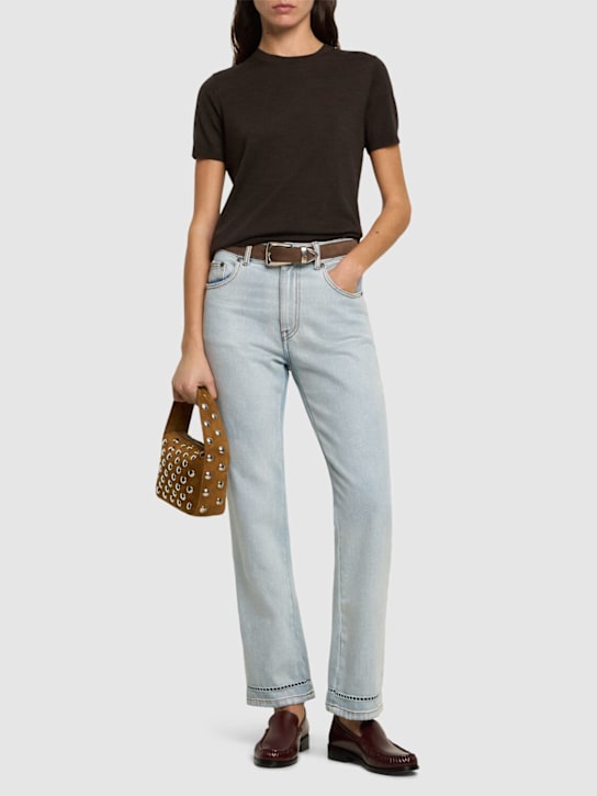 Cotton high rise straight jeans - Thumbnail 2