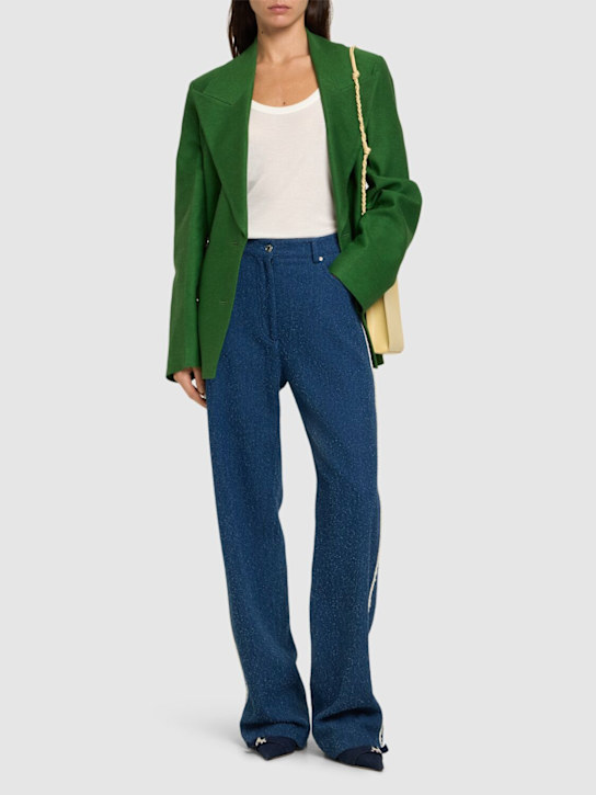 MSGM: Cotton blend straight pants - Blue - women_1 | Luisa Via Roma