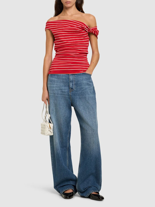 MSGM: Striped jersey top - Red/White - women_1 | Luisa Via Roma