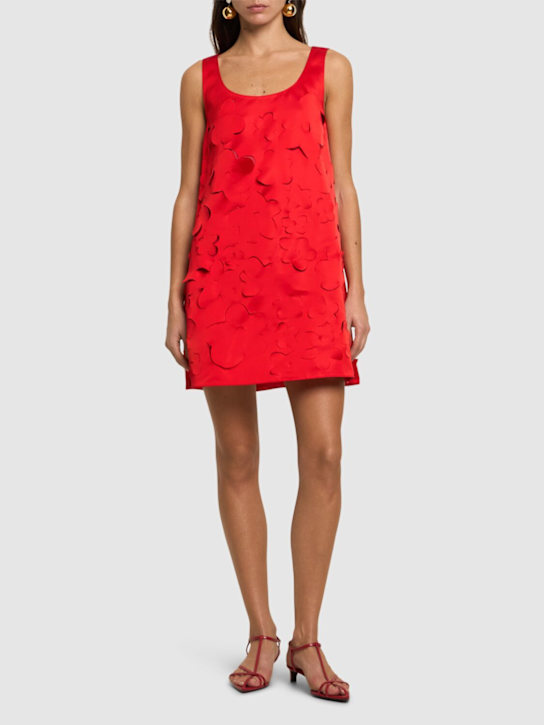 Embroidered duchesse cut out mini dress - Thumbnail 2