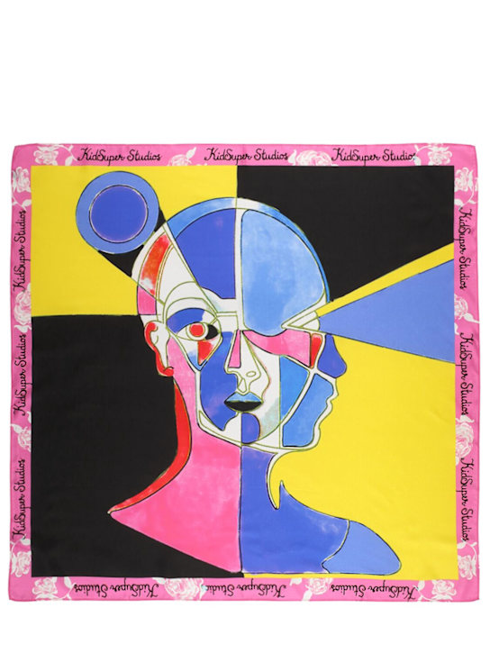 KidSuper Studios: Bauhaus Face printed silk scarf - men_0 | Luisa Via Roma