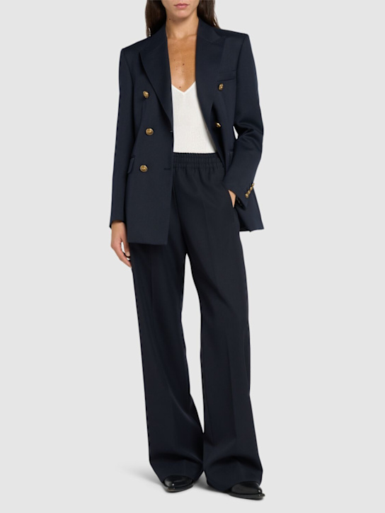 Golden Goose: Golden gabardine wool blend sweatpants - Dark Blue - women_1 | Luisa Via Roma