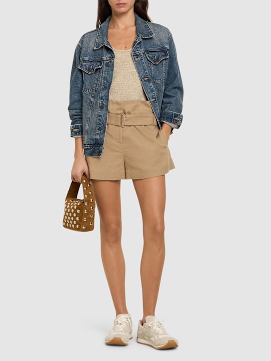 MSGM: Shorts vita alta con cintura - women_1 | Luisa Via Roma