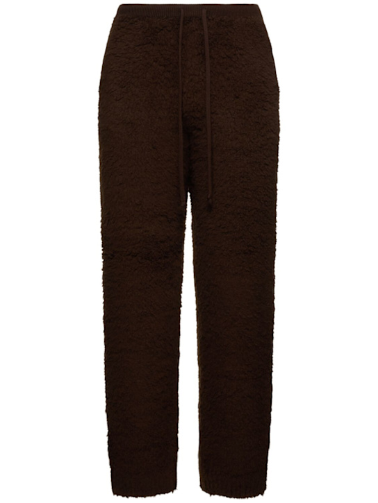 Auralee: Wool blend boa knit pants - Dark Brown - men_0 | Luisa Via Roma