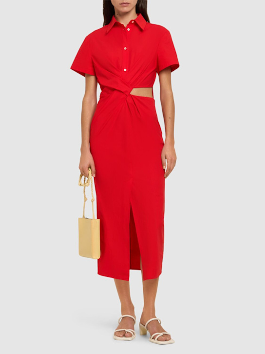 MSGM: Vestito midi a maniche corte con cutout - women_1 | Luisa Via Roma