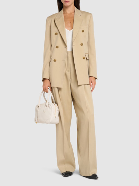 Golden Goose: Golden wool wide leg pants - Sand - women_1 | Luisa Via Roma