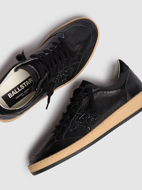 Golden Goose: 20毫米Ball Star混合皮革运动鞋 - 黑色 - women_4 | Luisa Via Roma