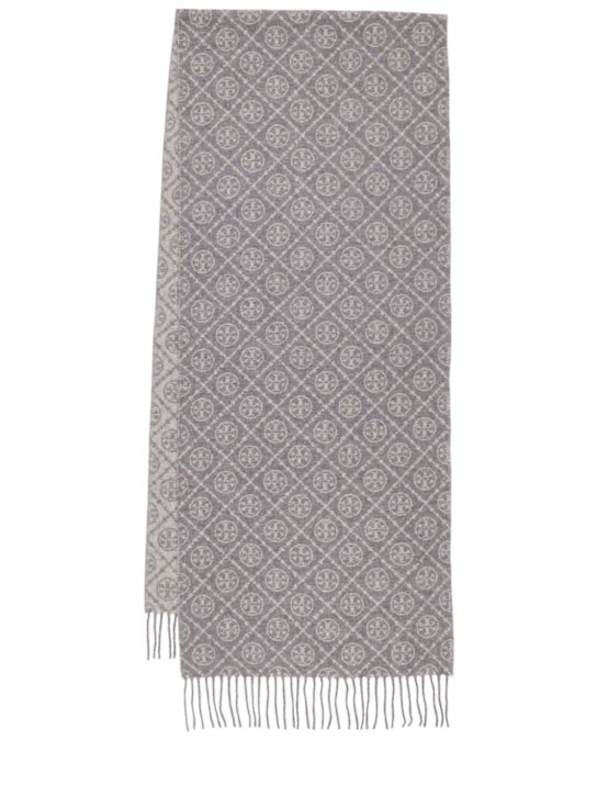 Tory Burch: T Oblong monogram wool & cashmere scarf - women_0 | Luisa Via Roma