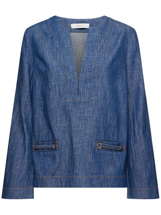 Zimmermann: Wylie stretch denim tunic top - women_0 | Luisa Via Roma
