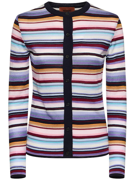 Missoni: Striped wool blend knit cardigan - women_0 | Luisa Via Roma